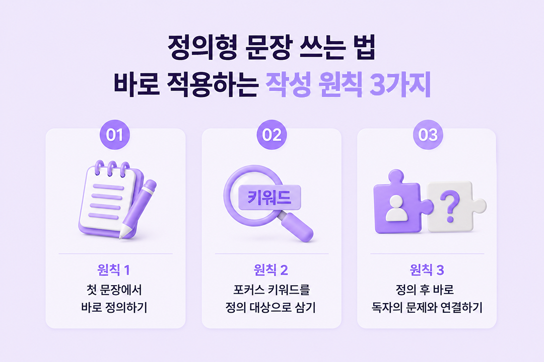 정의형 문장 쓰는 법 작성 원칙 3가지 실전 예시 원플랜마케팅