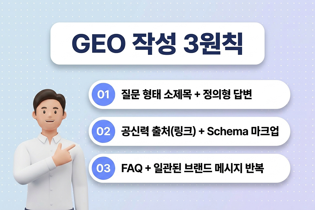 브랜드 블로그 GEO 콘텐츠 작성 방법 인포그래픽 원플랜마케팅