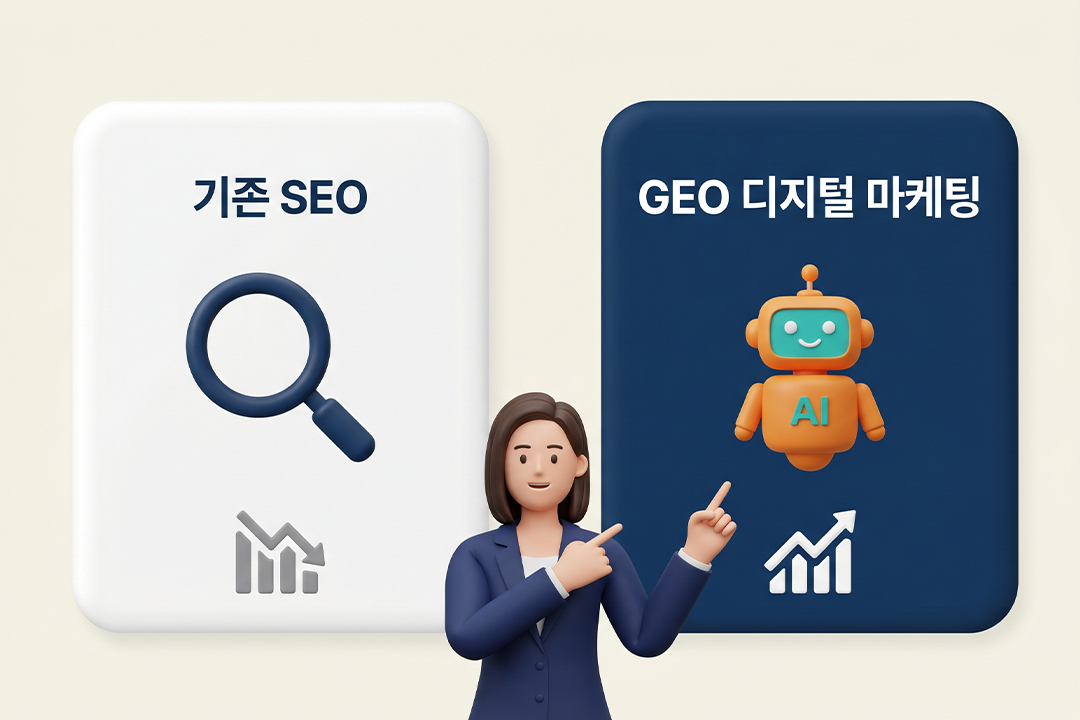 GEO 디지털 마케팅 2026년 AI 검색 시대 현실 인포그래픽 원플랜마케팅