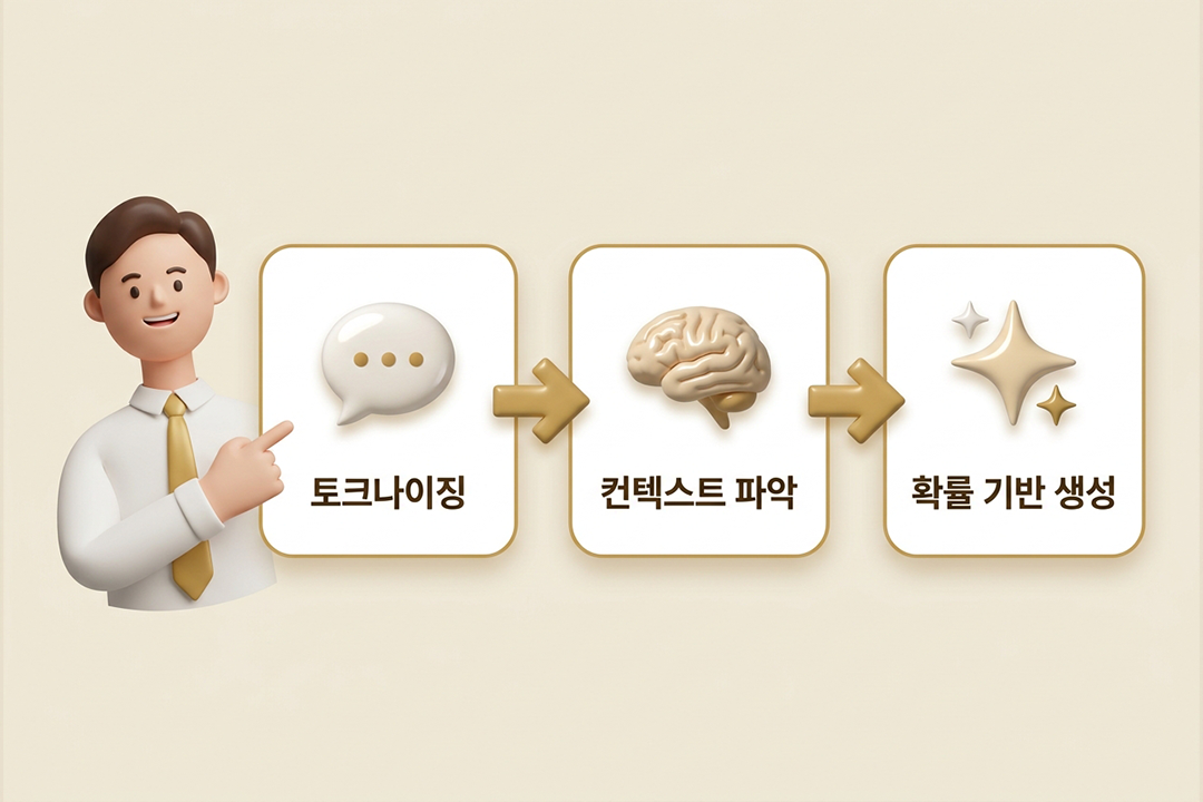 ChatGPT 검색 원리 3단계 토크나이징 컨텍스트 파악 확률 기반 생성 원플랜마케팅