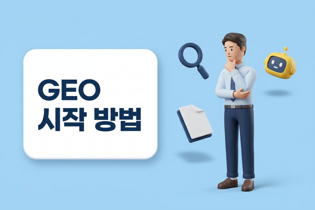 GEO 시작 방법 AI 검색 최적화 입문 가이드 인포그래픽 원플랜마케팅