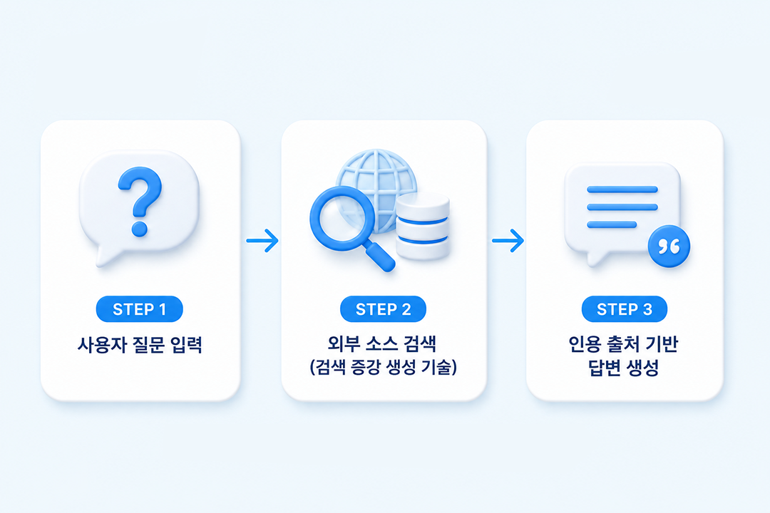 검색 증강 생성 기술 검색 증강 생성 개념 작동 원리 인포그래픽 원플랜마케팅