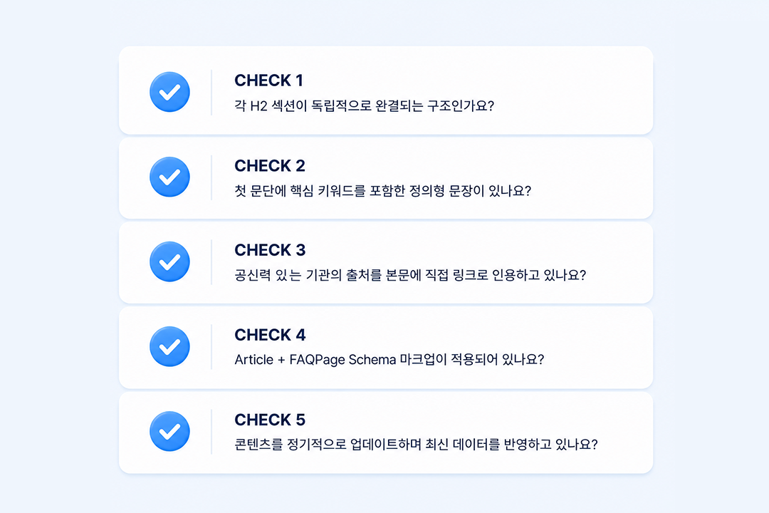 검색 증강 생성 기술 GEO 전략 체크리스트 실전 가이드 원플랜마케팅