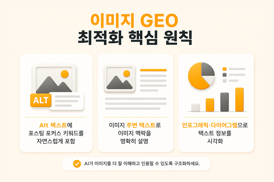 멀티모달 GEO 전략 이미지 GEO 최적화 원칙 원플랜마케팅