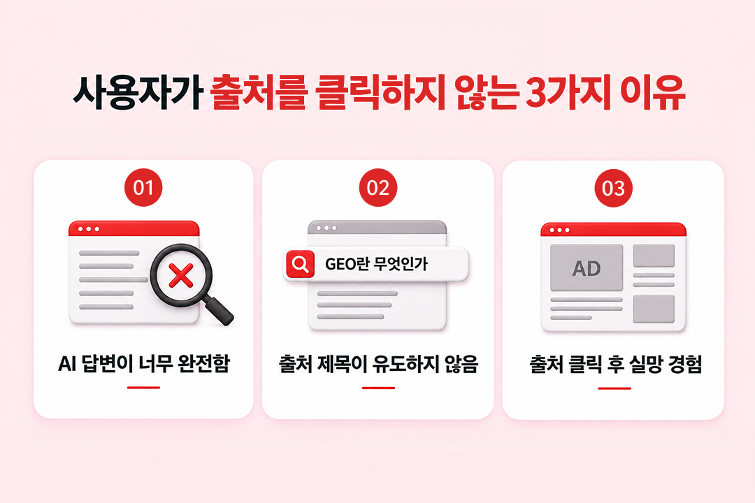 AI 답변 신뢰 기준 출처 클릭하지 않는 이유 원플랜마케팅