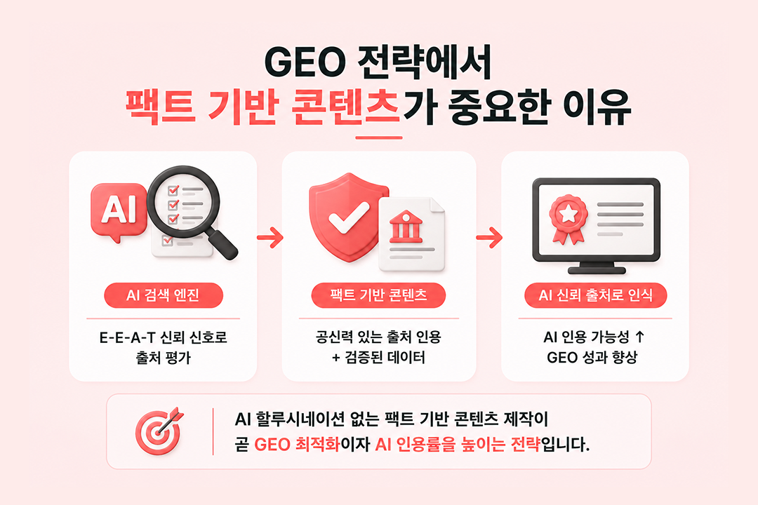 AI 할루시네이션 GEO 팩트 기반 콘텐츠 중요성 원플랜마케팅