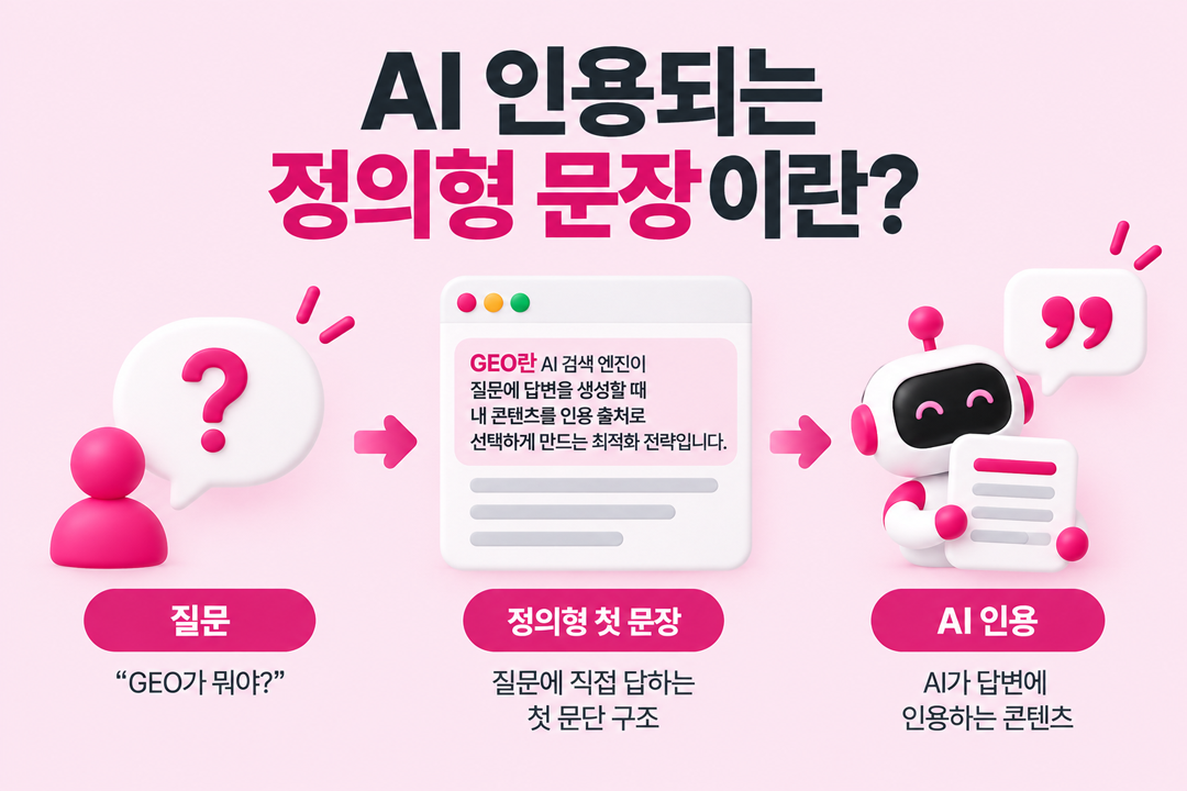 AI 인용되는 정의형 문장 정의 개념 원플랜마케팅