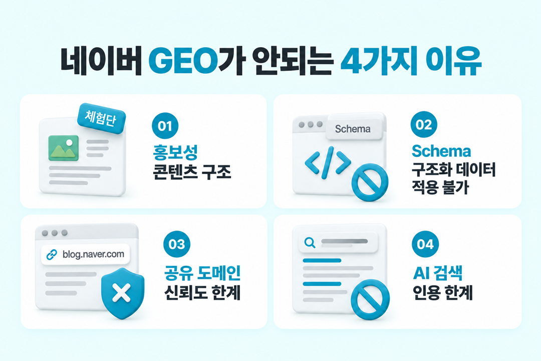 네이버 GEO 블로그 플레이스 AI 검색 인용 불가능 이유 원플랜마케팅