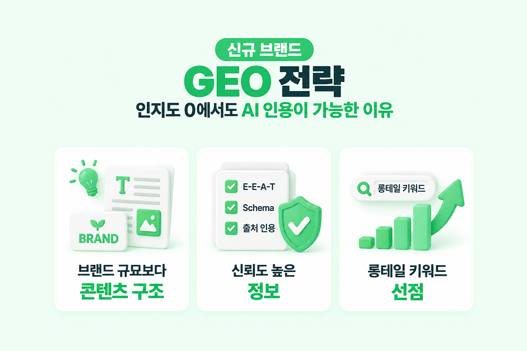 신규 브랜드 GEO 전략 AI 인용 가능 이유 원플랜마케팅