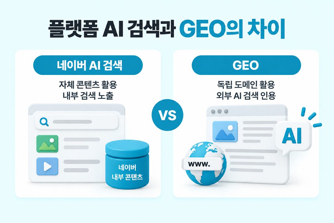 네이버 GEO 자체 AI 검색 AiSEAR AI 브리핑 차이 원플랜마케팅