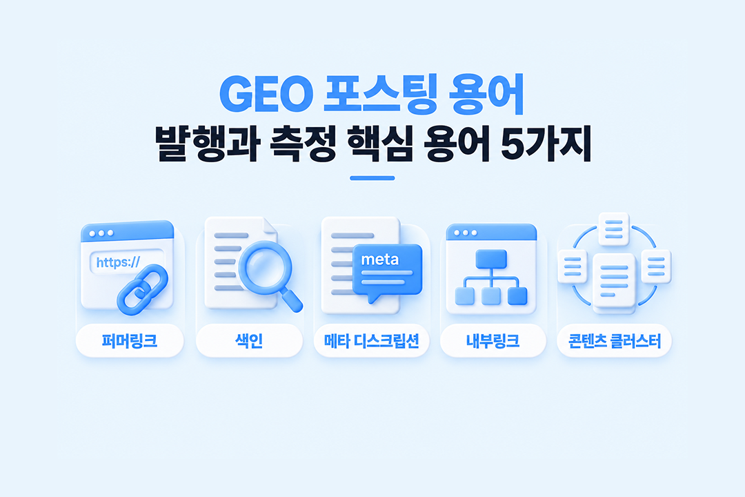 GEO 포스팅 용어 발행 측정 용어 원플랜마케팅