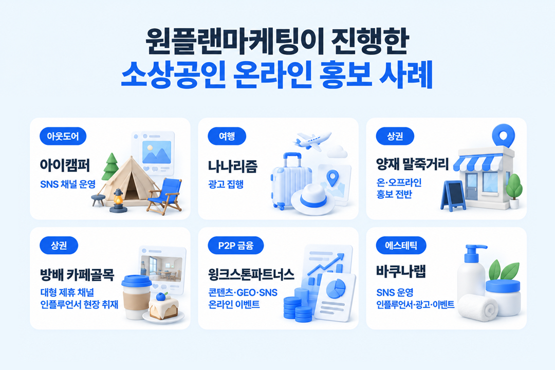 정부지원사업 마케팅 원플랜마케팅 소상공인 진행 사례 온라인 홍보